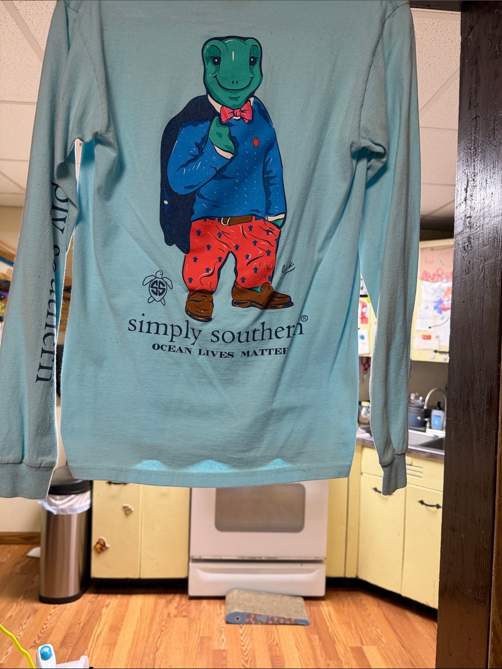 Simply Southern Teal Turtle Captain Graphic Long Sleeve